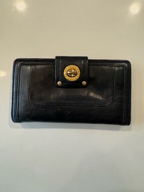 Marc by Marc Jacobs Turnlock Black Leather Wallet